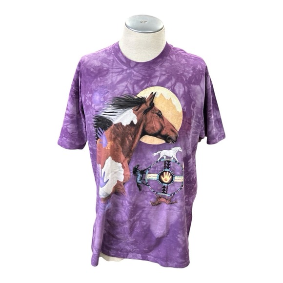 The Mountain Other - The Mountain Vintage Mens T Shirt Large Horses Short Sleeves Purple